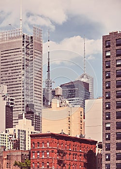 Retro stylized picture of New York cityscape, USA