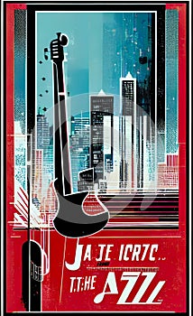 Retro stylized poster on the theme of jazz. Artistic allegory.