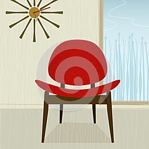 Retro-stylized red chair