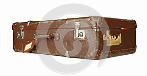 Retro suitcase isolated on white