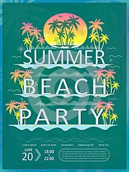 Retro summer beach party poster design