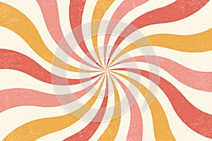 Retro sun burst vintage background. Swirl wallpaper with grunge. Spiral rays circus illustration for banner, poster