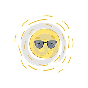 retro sun character cartoon vector illustration