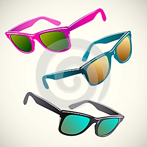 Retro sun glasses summer, plastic, lens, color,