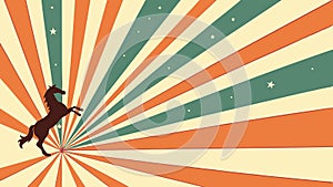Retro Sunburst with Galloping Horse Vector, vector design Generative AI photo