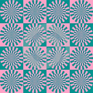 Retro sunburst vector background. Green and pink design element.