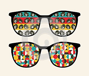 Retro sunglasses with reflection in it.