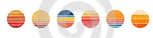 Retro sunset collection icon set. vector