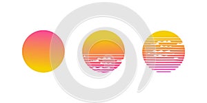 Retro Sunset Gradient Circles Design Elements