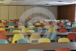 Retro table and chairs in a cafeteria in a school