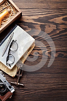 Retro table with vintage items