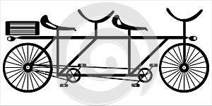 Retro tandem bike on white