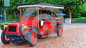 Retro taxi cab at disneyland, hong kong