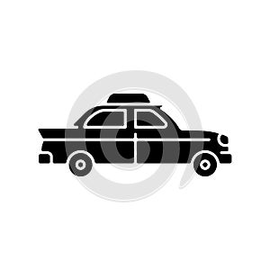 Retro taxi car black glyph icon