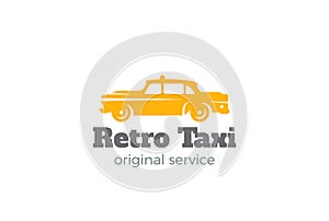 Retro Taxi Car Logo vector. Vintage Classic Vehicle
