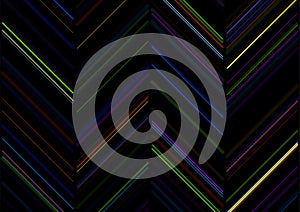 Retro tech abstract colorful background with neon laser zigzag lines