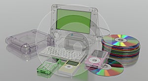 Retro tech collection with translucent Y2K design