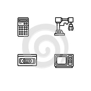 Retro tech and gadets. Set outline icon EPS 10 vector format. Professional pixel perfect black, white icons optimized for both lar