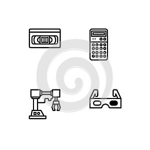 Retro tech and gadets. Set outline icon EPS 10 vector format. Professional pixel perfect black, white icons optimized for both lar