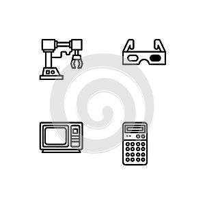 Retro tech and gadets. Set outline icon EPS 10 vector format. Professional pixel perfect black, white icons optimized for both lar