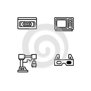 Retro tech and gadets. Set outline icon EPS 10 vector format. Professional pixel perfect black, white icons optimized for both lar
