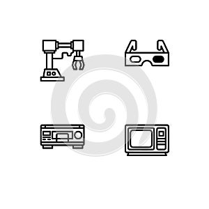 Retro tech and gadets. Set outline icon EPS 10 vector format. Professional pixel perfect black, white icons optimized for both lar