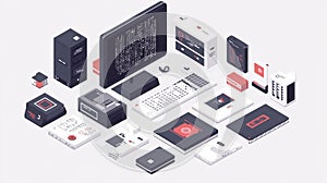 Retro Tech Isometric Illustration