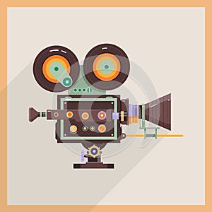 Retro Technology Icon Camcorder. Professional Video Camera. Vector illustration