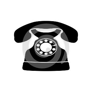 Retro telephone icon isolated on white background, vintage rotary phone. Vector illustration