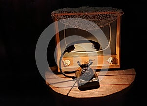 Retro Telephone Lamp and Radio