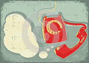 Retro telephone.Vector grunge poster