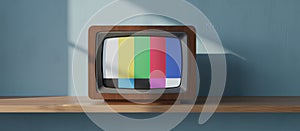 Retro television displaying color bars test pattern