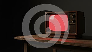 Retro television displaying red screen technical issues