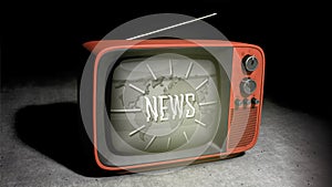 Retro television with news background image