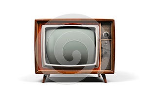 Retro television, old vintage TV isolated on white background