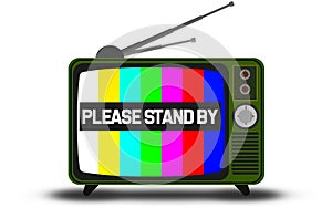 Retro television with please stand by warning