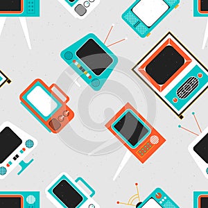 Retro television seamless pattern