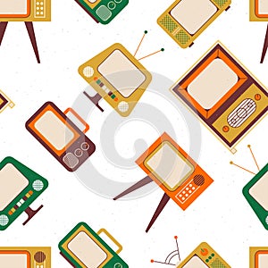 Retro television seamless pattern