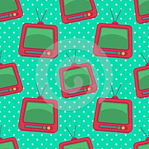 Retro television seamless pattern vector illustration