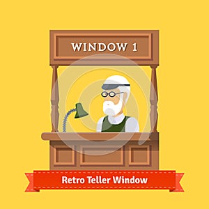 Retro teller pawn shop window