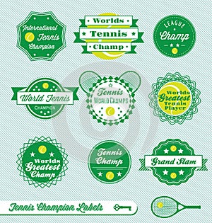 Retro Tennis Labels and Stickers