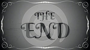 Retro text animation - The End. Recreated frame from a silent film era with text in the header - The End. Vintage frame