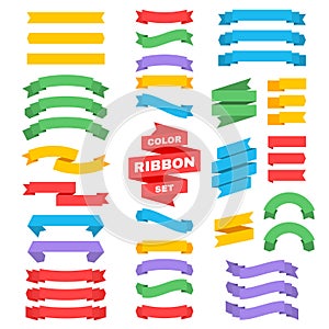 Retro text ribbon banners in flat style. Vector stock photo