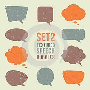 Retro textured speech bubbles set