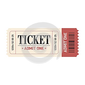 Retro ticket desogn template. Admit one.Ticket for cinema, movie,circus,carnaval,film,festival etc.Vector illustration