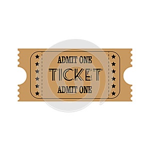 Retro ticket in vintage style isolated on white background.