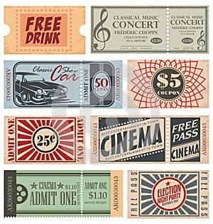 Retro Tickets and Coupons