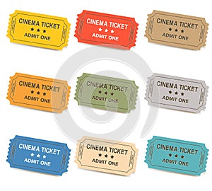 Retro Tickets Set Isolated White Background