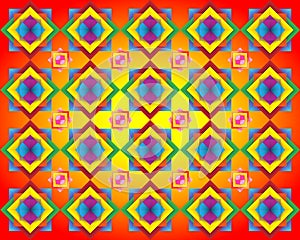 Retro Tiles Pattern Inspired Islamic Geometry multi color. Art of paper folding, Origami. Modern floral texture of geometric