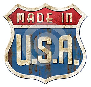 Retro Tin Made In U.S.A. highway sign